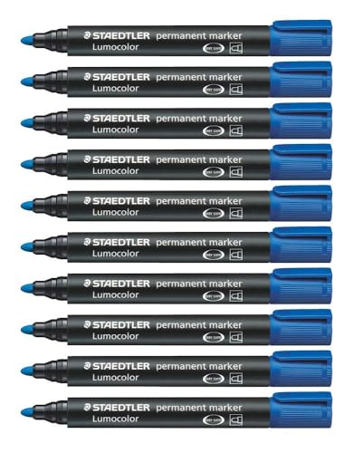 Staedtler 352-3 Lumocolor Marker permanent Rundspitze, 2 mm, 10 Stück, blau Staedtler 352-3 Lumocolor Marker permanent Rundspitze, 2 mm, 10 Stück, blau von Staedtler