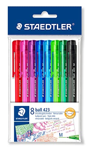 STAEDTLER 42335MPB8 Druckkugelschreiber Linienbreite M, 0.45 mm, Schaft in Schreibfarbe, 8 Stück im Polybeutel von Staedtler