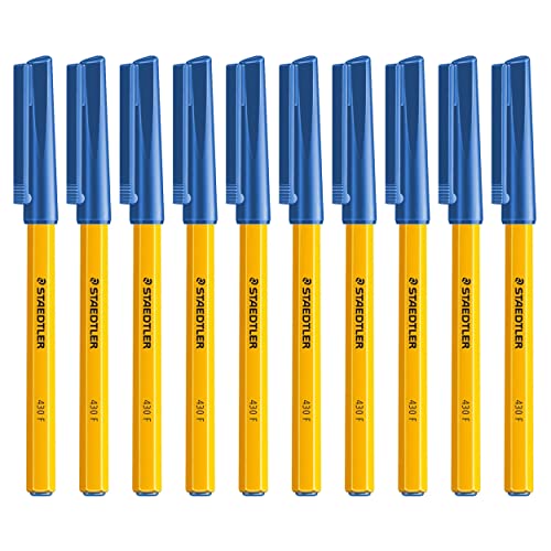 Staedtler 430 Fein 0.3mm Blau Stecken Kugelschreiber Stift Schreib Stift Farb-tintenpatronen Spitze - 10 stück packung von Staedtler