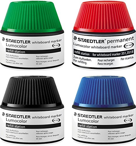 Staedtler 488 51-9 Tinte fr Marker Lumocolor refill station, 30 ml, Schwarz (4x30 ml, 4 Farben) von Staedtler