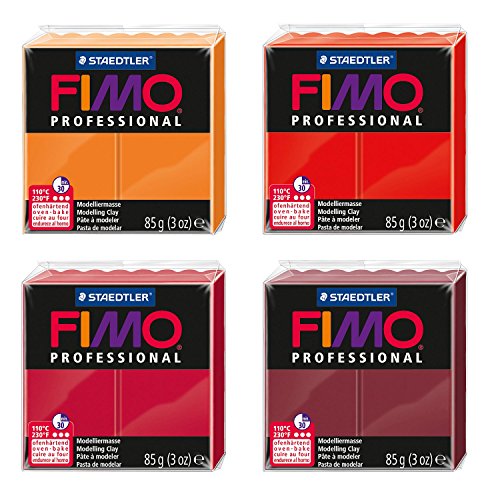 Staedtler 8004 AMZ 03 - Fimo professional Modelliermasse, 4 Blöcke, 85 g, rottöne von Staedtler