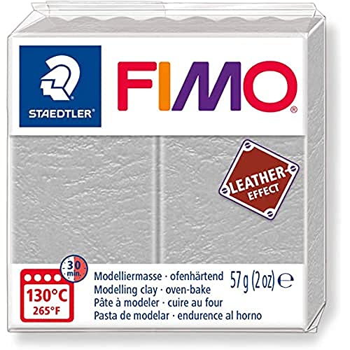Staedtler 8010-809 Fimo Leather-Effect ofenhärtende Modelliermasse (für kreative Objekte im Leder-Look, lederähnliche Optik und Haptik) Farbe taubengrau von Staedtler