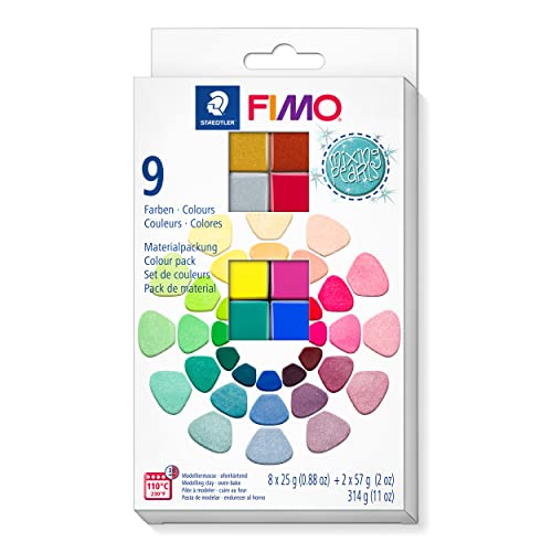 STAEDTLER 8013 C10-1ST Modelliermasse, FIMO Effect Colour Pack 8 Half Blocks & 2 57g Blocks-Mixing Pearls, Standard von Staedtler