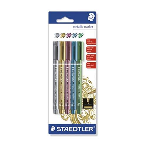 Staedtler 8323 Metallic Marker, 5 Stück, farbig sortiert (5) von Staedtler