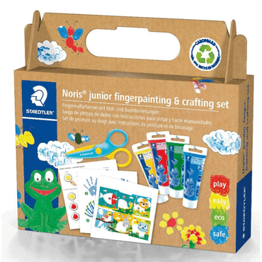 Staedtler Bastelset Fingermalfarbe Noris junior - 4 Farben Schere und von Staedtler