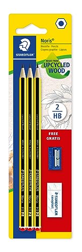 Staedtler Bleistifte-Set Noris 120, Made from Upcycled Wood, Härtegrad HB, 3 x Bleistifte, 1 x Radierer und 1 Spitzer, hohe Qualität Made in Germany, 120SBK3 C Staedtler Bleistifte-Set Noris 120, Made from Upcycled Wood, Härtegrad HB, 3 x Bleistifte, 1 x Radierer und 1 Spitzer, hohe Qualität Made in Germany, 120SBK3 C von Staedtler