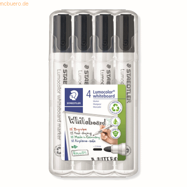 Staedtler Boardmarker Lumocolor 351 WP4-9X schwarz 4 Stück Staedtler Boardmarker Lumocolor 351 WP4-9X schwarz 4 Stück von Staedtler