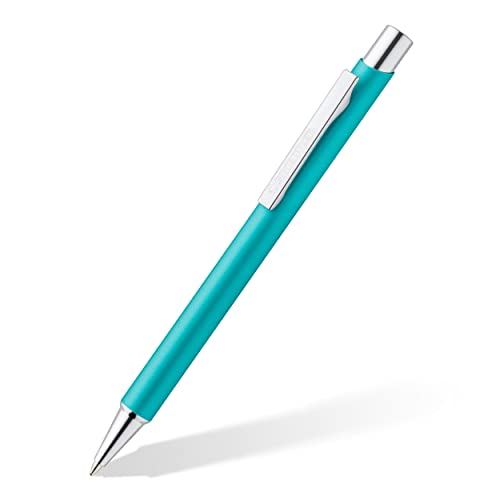 STAEDTLER Druckkugelschreiber elegance, Metallschaft, langlebig, auswechselbare M Mine, dokumentenecht, Schreibfarbe blau, 10 Kugelschreiber in türkis im Kartonetui, 421 45-35 von Staedtler