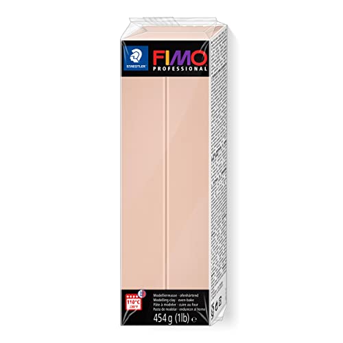 STAEDTLER ofenhärtende Modelliermasse FIMO Professional, rosé, Großblock 454g, Feste Konsistenz für Filigrane Arbeiten, speziell für Profis und Künstler, 8041-432 von Staedtler