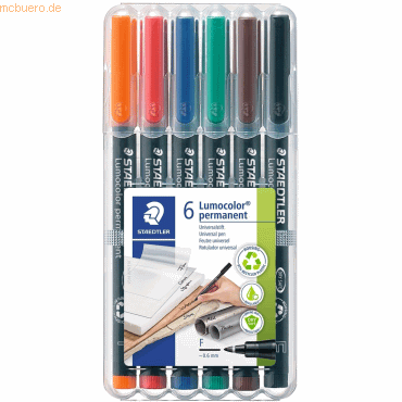 Staedtler Folienschreiber Lumocolor 6er Etui permanent fein von Staedtler