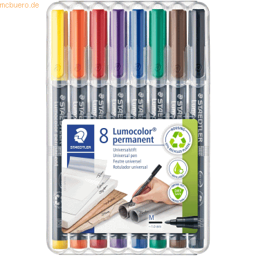 Staedtler Folienschreiber Lumocolor 8er Etui permanent mittel von Staedtler