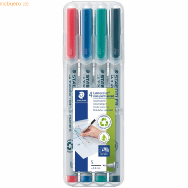 Staedtler Folienschreiber Lumocolor nonpermanent S 4er Etui sortiert Staedtler Folienschreiber Lumocolor nonpermanent S 4er Etui sortiert von Staedtler