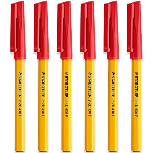 Staedtler Kugelschreiber, 0,3 mm, 430 F Stick, glatt, rote Tinte, 6 St ck von Staedtler