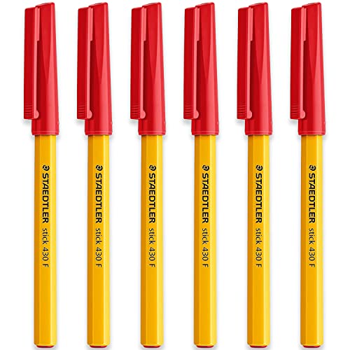 Staedtler Kugelschreiber, 0,3 mm, 430 F Stick, glatt, rote Tinte, 6 St ck von STAEDTLER