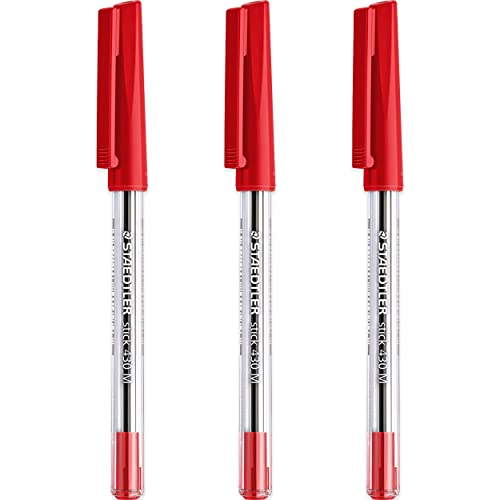 Staedtler Kugelschreiber, mittelgroß, 0,5 mm, 430 Stick, glatt, rote Tinte, 3 Stück von Staedtler