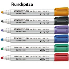 Staedtler Lumocolor 351 Whiteboard-Marker Rundspitze und Keilspitze, verscheidene Farben zur Auswahl (Rundspitze Sortiert 1, 6) von Staedtler