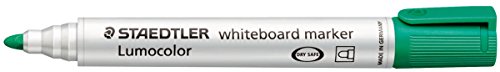 Staedtler Lumocolor 351 Whiteboard-Marker Rundspitze und Keilspitze, verscheidene Farben zur Auswahl (Rundspitze grün, 10) von Staedtler