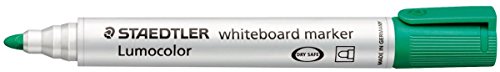 Staedtler Lumocolor 351 Whiteboard-Marker Rundspitze und Keilspitze, verscheidene Farben zur Auswahl (Rundspitze grün, 6) von Staedtler