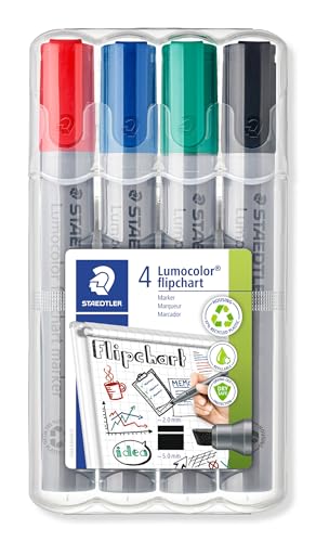 STAEDTLER Lumocolor 356 B WP4 Flipchart-Marke, nachfüllbar, STAEDTLER Box mit 4 Farben, 1 Stück von Staedtler