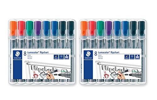 Staedtler Lumocolor 356 WP8X Flipchart-Marker (Rundspitze ca. 2 mm Linienbreite, Set mit 8 Markern, Ideal für Flipchart-Blöcke, farbintensiv, geruchsarm, hohe Qualität) (2) von Staedtler