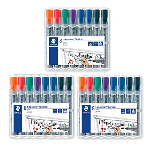 Staedtler Lumocolor 356 WP8X Flipchart-Marker (Rundspitze ca. 2 mm Linienbreite, Set mit 8 Markern, Ideal für Flipchart-Blöcke, farbintensiv, geruchsarm, hohe Qualität) (3) von Staedtler