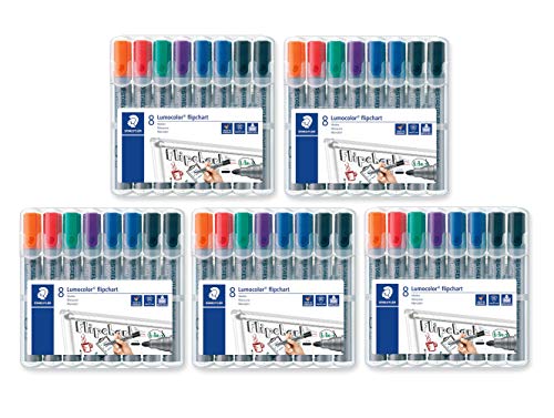 Staedtler Lumocolor 356 WP8X Flipchart-Marker (Rundspitze ca. 2 mm Linienbreite, Set mit 8 Markern, Ideal für Flipchart-Blöcke, farbintensiv, geruchsarm, hohe Qualität) (5) von Staedtler