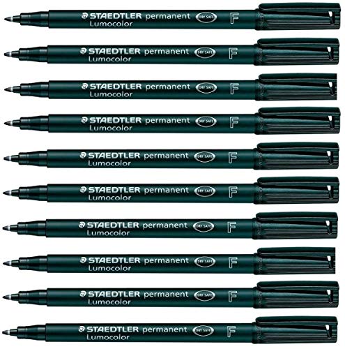Staedtler Lumocolor Permanentmarker, fein, wasserfest, schmutzresistent, schnell trocknend, für CD DVD OHP, 10 Stück, Schwarz Staedtler Lumocolor Permanentmarker, fein, wasserfest, schmutzresistent, schnell trocknend, für CD DVD OHP, 10 Stück, Schwarz von Lumocolor