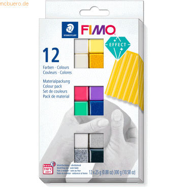 Staedtler Modelliermasse Fimo effect farbig sortiert 12x 25g von Staedtler