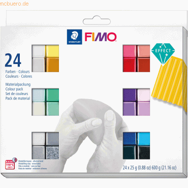 Staedtler Modelliermasse Fimo effect farbig sortiert 24x 25g von Staedtler