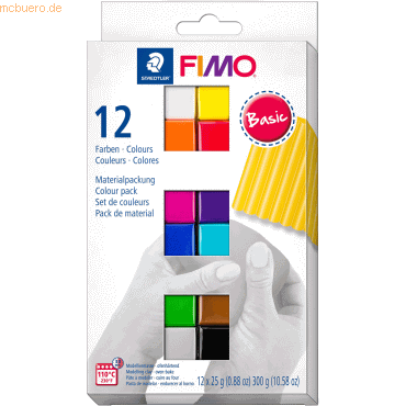 Staedtler Modelliermasse Fimo soft -Basic Colours- farbig sortiert 12x von Staedtler