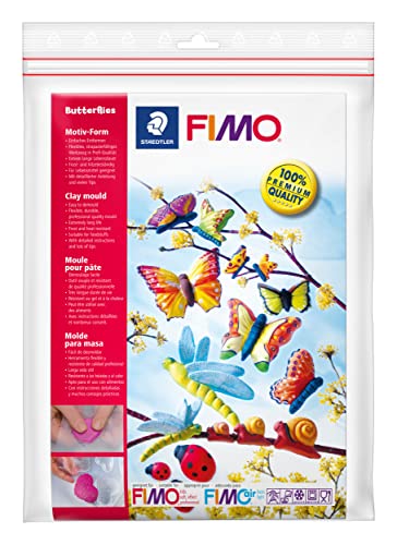 STAEDTLER Motiv-Form "Schmetterlinge" Fimo Accessoires, einfaches Entformen, Lebensmittel-kompatibel, Frost- und hitzebeständig, extrem lange Lebensdauer, mit detaillierter Anleitung, 8742 21 von Staedtler