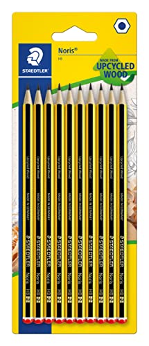 STAEDTLER Bleistift Noris 120, Made from Upcycled Wood, Härtegrad HB, Rutschfeste Soft-Oberfläche, hohe Buchfestigkeit, hohe Qualität Made in Germany, Blisterkarte mit 10 Stück, 120-2BK10D STAEDTLER Bleistift Noris 120, Made from Upcycled Wood, Härtegrad HB, Rutschfeste Soft-Oberfläche, hohe Buchfestigkeit, hohe Qualität Made in Germany, Blisterkarte mit 10 Stück, 120-2BK10D von Staedtler