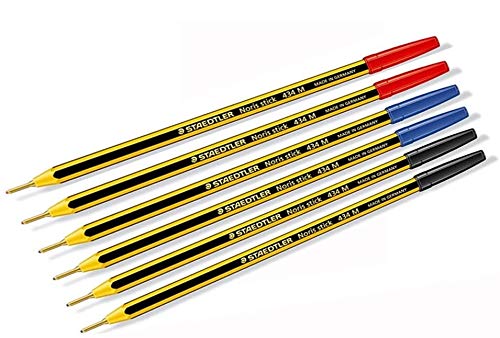 Staedtler Noris Stick Kugelschreiber, 1 mm, Set 6 Stück, (blau, rot, schwarz) von Staedtler