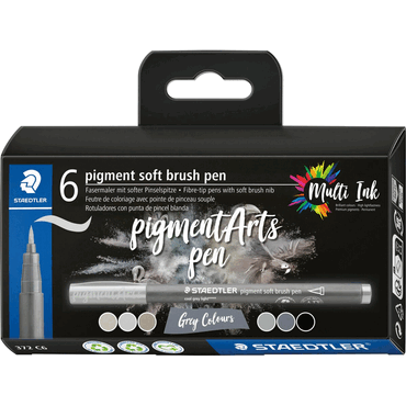 Staedtler Pigment soft brush pen Greys 6 Stück von Staedtler