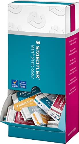 STAEDTLER Mars plastic colour 526 50 E1 Radierer in Premium-Qualität, Komfortqualität für sehr gute Radierergebnisse, Display mit 40 Radierern 526 50 E1 (10 je Farbe), 526E1 CA40 von Staedtler