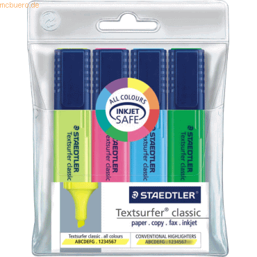 Staedtler Textmarker Textsurfer 4er Etui sortiert Staedtler Textmarker Textsurfer 4er Etui sortiert von Staedtler