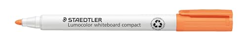 Staedtler Whiteboard Marker Lumocolor Whiteboard Compact, Universalspitze für Variable Strichbreiten (ca. 1 - 2 mm), Trocken und rückstandsfrei abwischbar, Set mit 10 Stück, Farbe orange, 341-4 von Staedtler