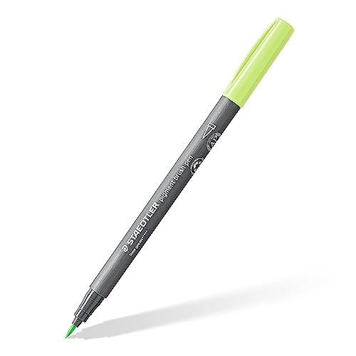 STAEDTLER brush pen pigment Arts, limonengrün, pigmentierte Premium-Zeichentusche, Pinselspitze für variable Linienbreite, wasserfest, schnelltrocknend, brush pen Einzelstift, 371-530 von Staedtler