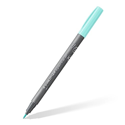 STAEDTLER brush pen pigment Arts, mint, pigmentierte Premium-Zeichentusche, Pinselspitze für variable Linienbreite, wasserfest, schnelltrocknend, brush pen Einzelstift, 371-505 von Staedtler