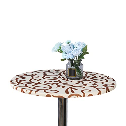 Tischdecke Outdoor Rund Elastisch Gartentischdecke Rutschfestem Stretch Runden Tischdecken mit Gummizug Beige 60cm von Stafeny