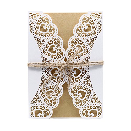 10 Sätze Einladungskarten Elegant Spitze Design mit Karten, Umschläge, Schleifer, Einlegeblätter Ohne Druck Hochzeit Geburtstag Taufe Party Einladung 10 Sätze Einladungskarten Elegant Spitze Design mit Karten, Umschläge, Schleifer, Einlegeblätter Ohne Druck Hochzeit Geburtstag Taufe Party Einladung von StageOnline