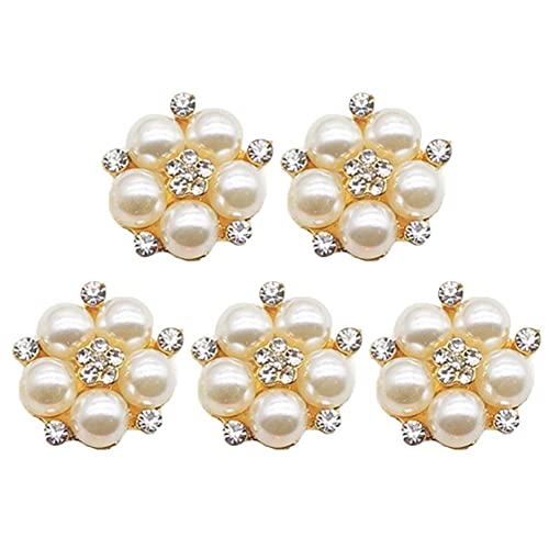 5 Pcs Strassknöpfe Pearl Blumenknöpfe Kristall Perlenknöpfe Blütenförmige Knöpfe Für Schmuckherstellung von Stakee