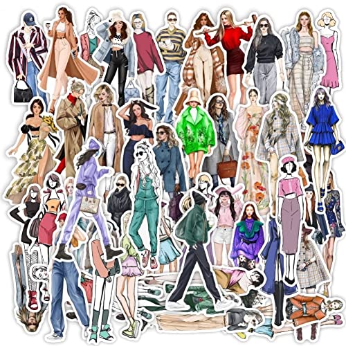 50pcs Handbemalte Mädchen Aufkleber Mode Girl Scrapbook Sticker Charaktere Kleidung Aufkleber Diary Dekoration Aufkleber von Stakee
