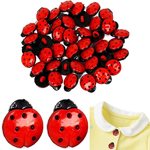 50pcs Plastik Ladybug Knöpfe Kinderkleidung Knöpfe Cartoon Tierknöpfe Nähknöpfe Für Bastelschalbücher Dekoration von Stakee