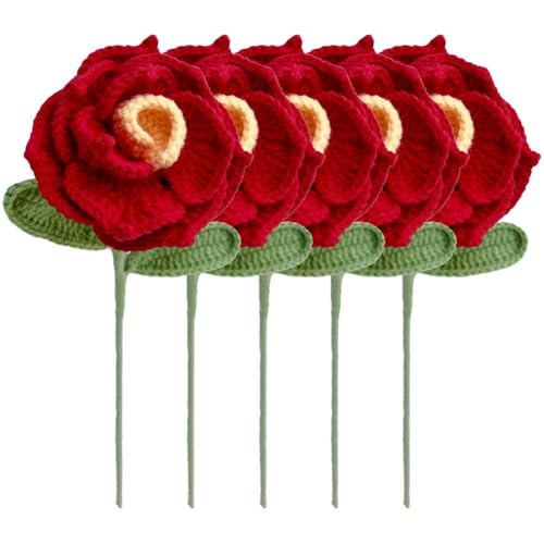 Handgestrickte Blumen, 5 Stück/Set, Eleganter Künstlicher Blumenstrauß, Häkelblumen, Blumenstrauß, Simulationsblume Für Hochzeitsfeier Handgestrickte Blumen, 5 Stück/Set, Eleganter Künstlicher Blumenstrauß, Häkelblumen, Blumenstrauß, Simulationsblume Für Hochzeitsfeier von Stakee