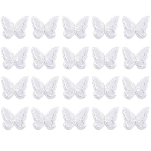 Spitze Schmetterling Applikat 24pcs Stickereie Schmetterlingsflecken Organza Schmetterlingsflecken Schmetterling Spitzenverkleidung Für Kleidung von Stakee