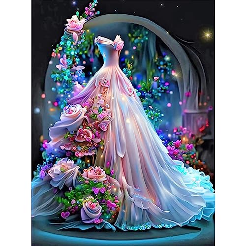 Stalente Diamond Painting Erwachsene Set Hochzeitskleid, 5D DIY Diamond Art Kits for Beginners Round Full Drill Diamond Painting for Home Wall Decoration Gift 30x40cm/12×16inch, Rock von Stalente