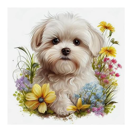 Stalente Diamond Painting Erwachsene Set Hund, 5D DIY Diamond Art Kits for Beginners Round Full Drill Diamond Painting for Home Wall Decoration Gift 30×30cm/12×12inch von Stalente