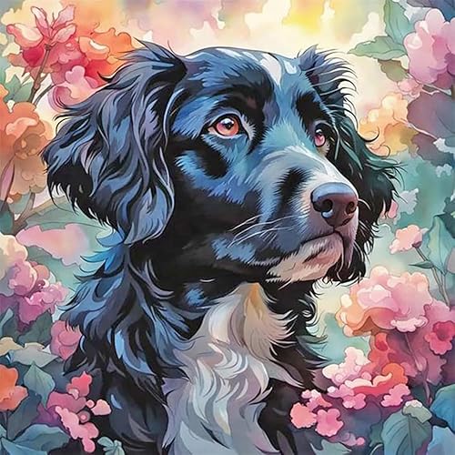 Stalente Diamond Painting Erwachsene Set Hund, 5D Diamond painting Tiere, Rund Full Drill Diamond Painting for Home Wall Decoration Gift 30x30cm/12x12in von Stalente