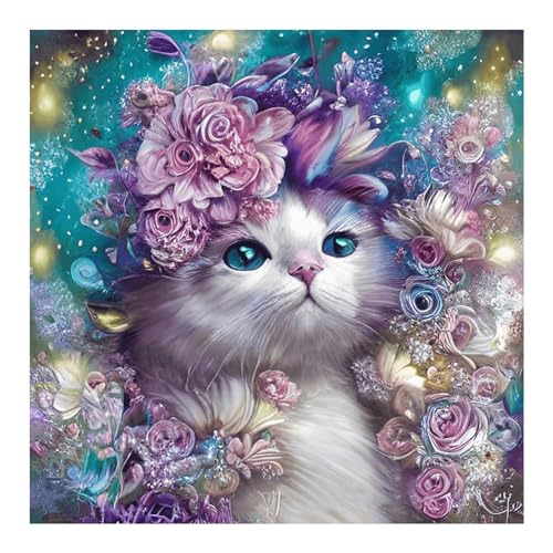 Stalente Diamond Painting Erwachsene Set Katze, 5D DIY Diamond Art Kits for Beginners Round Full Drill Diamond Painting for Home Wall Decoration Gift 30×30cm/12×12inch von Stalente